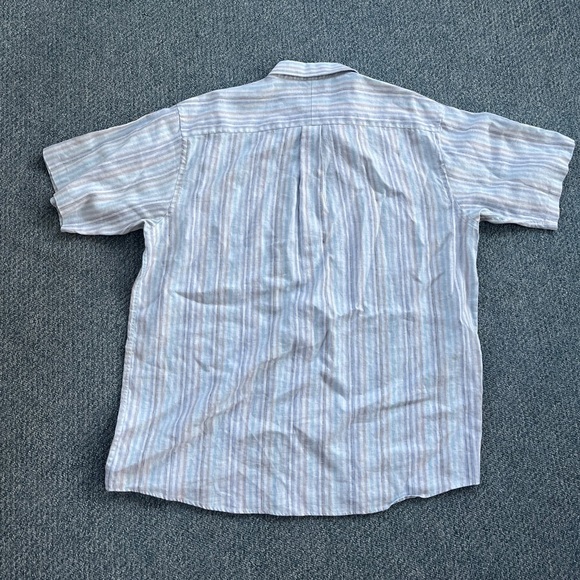 Jos. A. Bank 100% Linen Pastel Spring Striped Short Sleeve Button Up Shirt XL - Picture 8 of 8